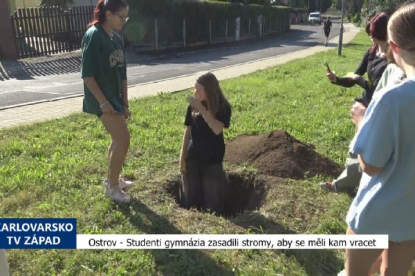 Ostrov: Studenti gymnázia vysadili stromy, aby se měli kam vracet (TV Západ)