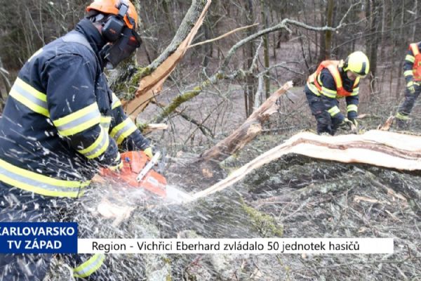 Region: Vichřici Eberhard zvládalo 50 jednotek hasičů (TV Západ)