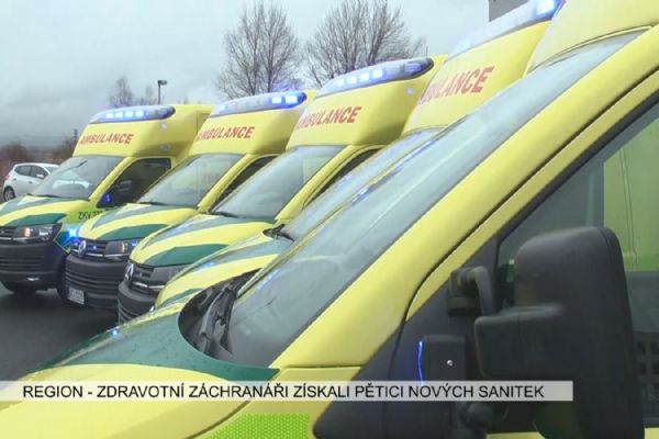 Region: Zdravotní záchranáři získali pětici nových sanitek za 15,2 milionu (TV Západ)