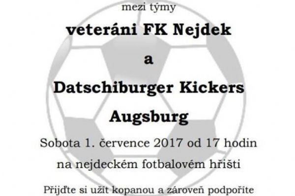 Nejdek: V sobotu se koná fotbalové utkání Veteránů proti Datschiburger Kickers Augsburg