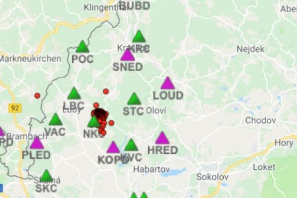 Zvýšená seismická aktivita v západních Čechách