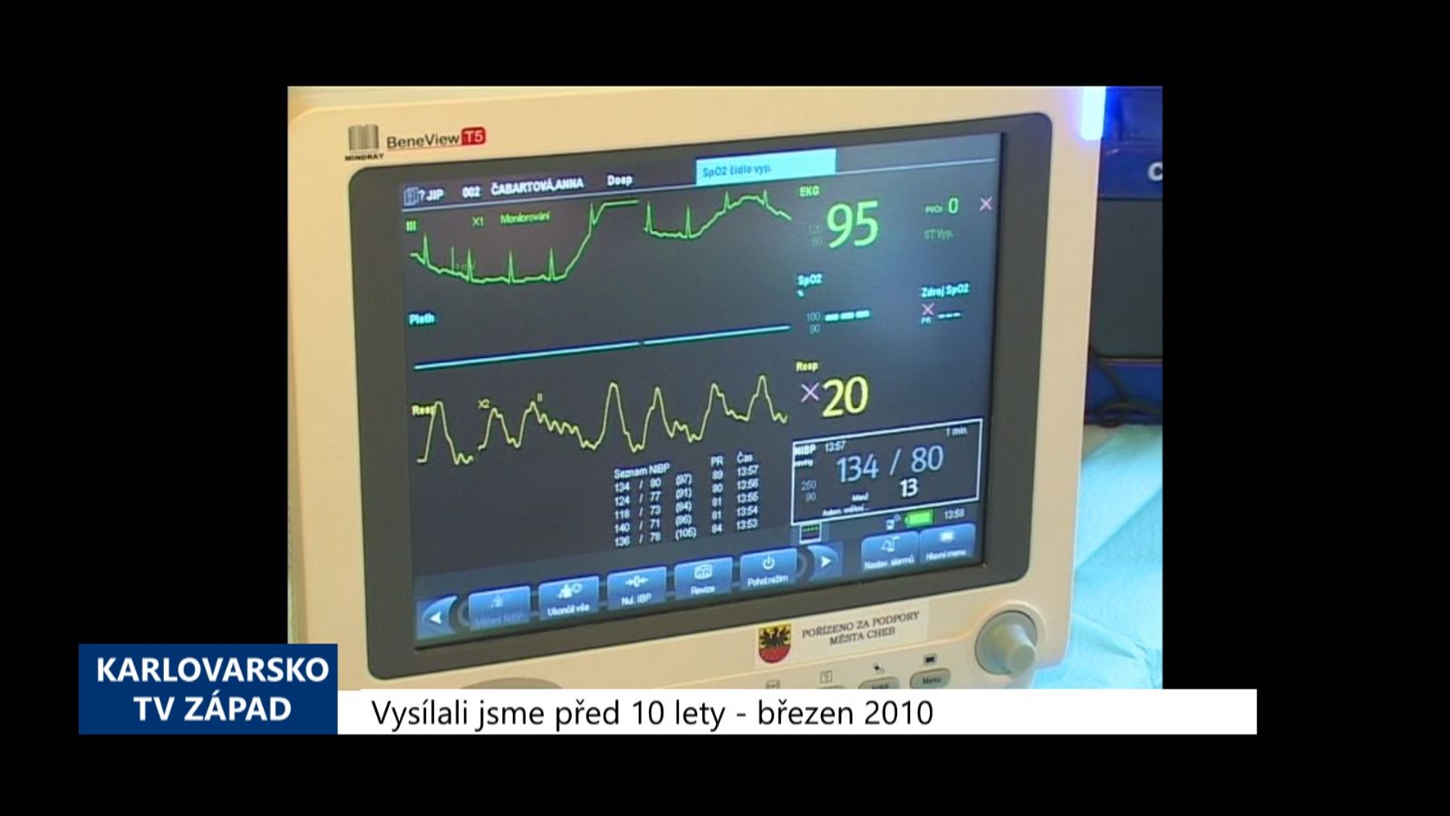 2010 – Cheb: Nemocnice získala nejmodernější monitorovací zařízení (3990) (TV Západ)