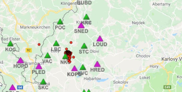 Zvýšená seismická aktivita v západních Čechách